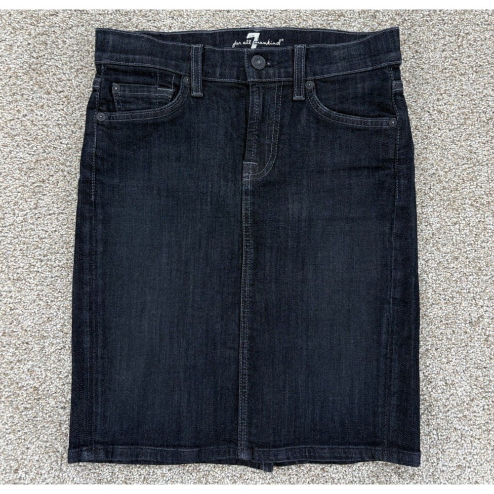 7 for all Mankind Denim Pencil Skirt Women's 24 Dark Indigo Casual Chic Academia